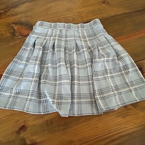 SO Light Blue Plaid Skater Skirt